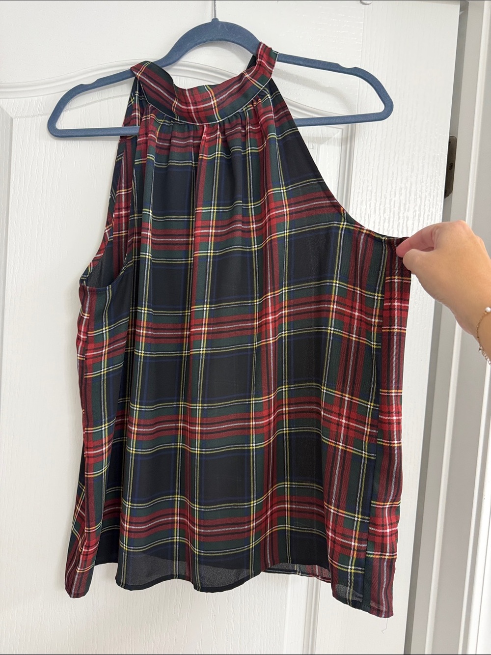 J. Crew Plaid Halter Camisole in Red and Black